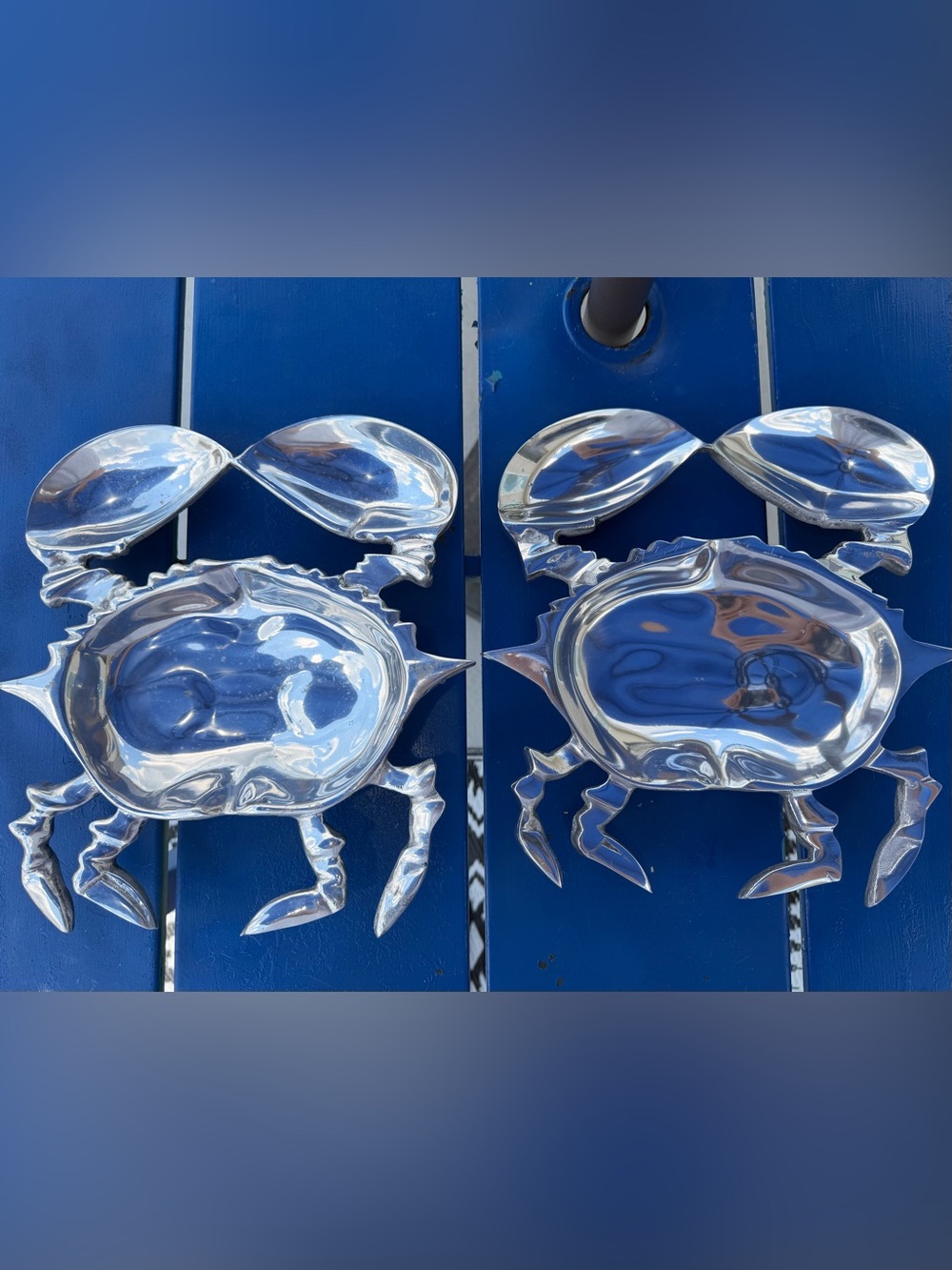 Set of Two Silver Crab-Shaped Decorative Dishes
